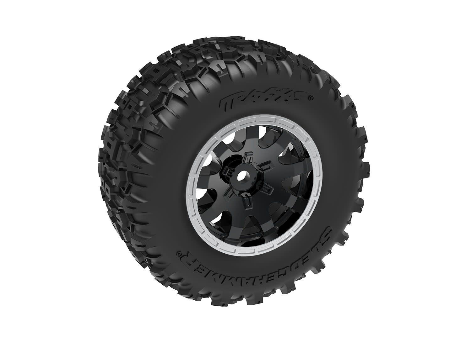 #10770-STBLK Traxxas T&amp;W Black STN Wheel &amp; Sledgehammer Tire (2)