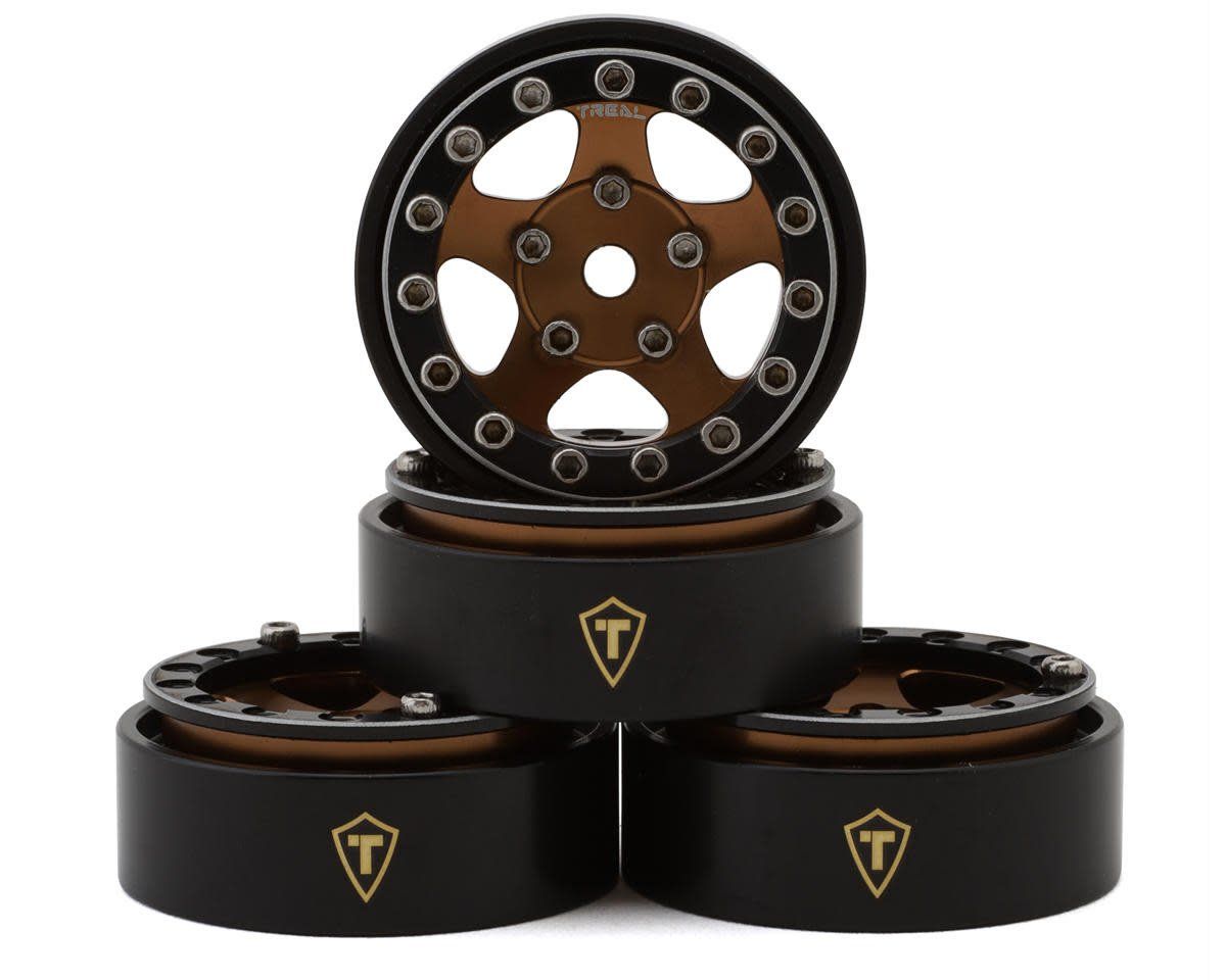 #X002XB2X1T Treal Hobby Classic 5-Star 1.0" Beadlock Wheels (Black/Bronze) (4) (22.4g)
