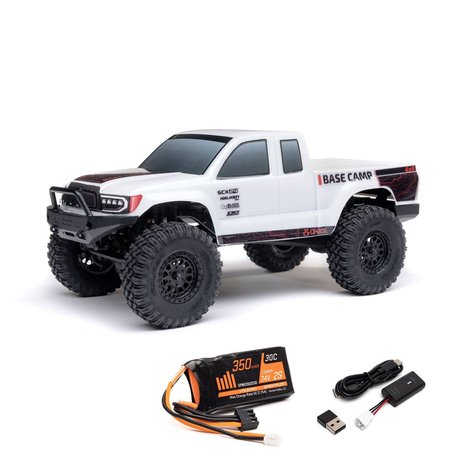 #AXI-1219T1 Axial 1/24 SCX24 Base Camp 4WD Rock Crawler Brushed RTR with Battery &amp; Charger, White