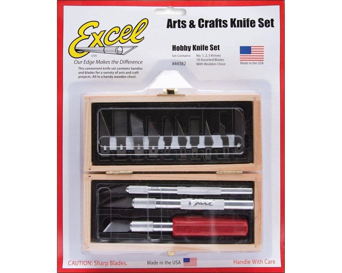 #44382  Excel Carded Hobby Knives Set w/Wood Box
