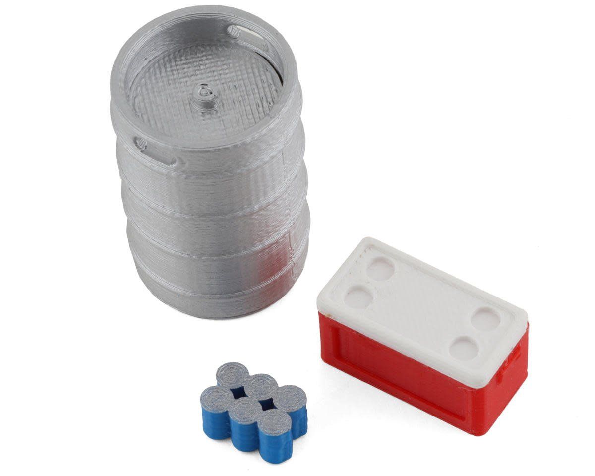 #SBCTR11 Scale By Chris 1/18 Miniature Scale Accessory Bundle w/Keg, Small Red Chest &amp; Blue Six Pack