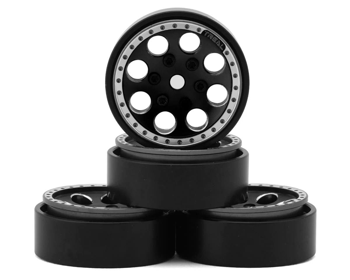 #X002P92OBN Treal Hobby 1.0" 8-Hole Beadlock Wheels (Black) (4) (22g)