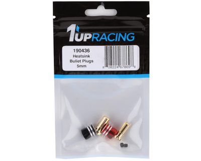 #190436 1UP Racing Heatsink Bullet Plug Grips w/5mm Bullets (Black/Red)