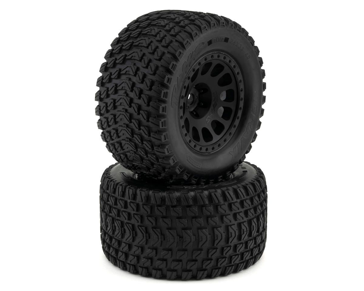 #7862  Traxxas Tires &amp; wheels, assembled, glued (XRT® Race black wheels, Gravix® belted tires, dual profile (4.3" outer, 5.7" inner), foam inserts) (left &amp; right)