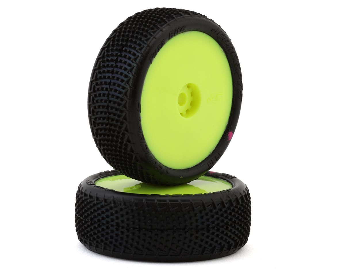 #4085-2211  JConcepts Mini-B Fuzz Bite Pre-Mounted Front Tires (Yellow) (2) (Pink)
