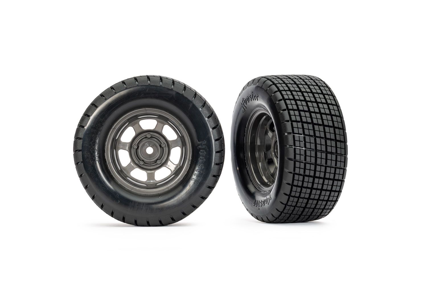 #10473X Traxxas Dirt Oval Gray Front Wheels w/ Hoosier Tires (2)