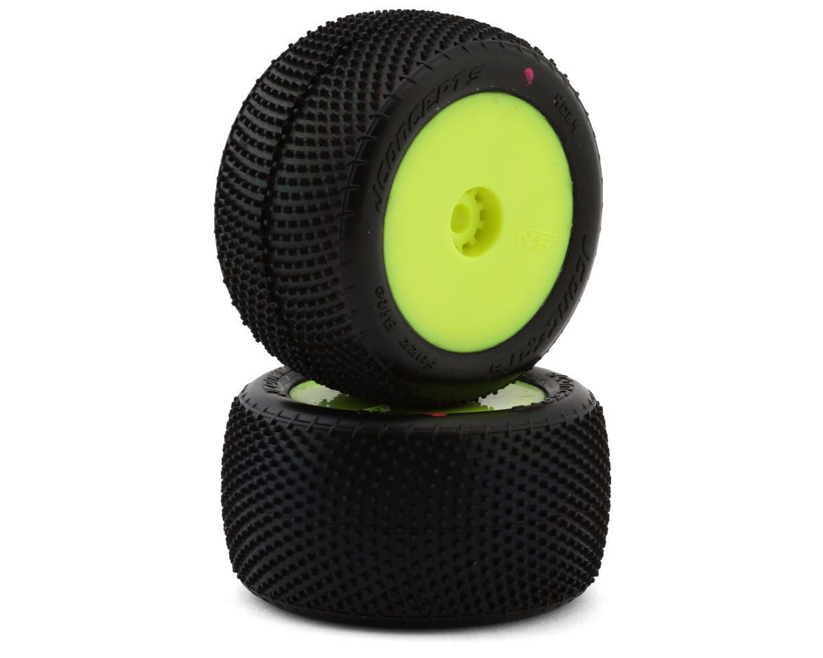 #4084-2221 JConcepts Mini-T Fuzz Bite Pre-Mounted Rear Tires (Yellow) (2) (Pink)