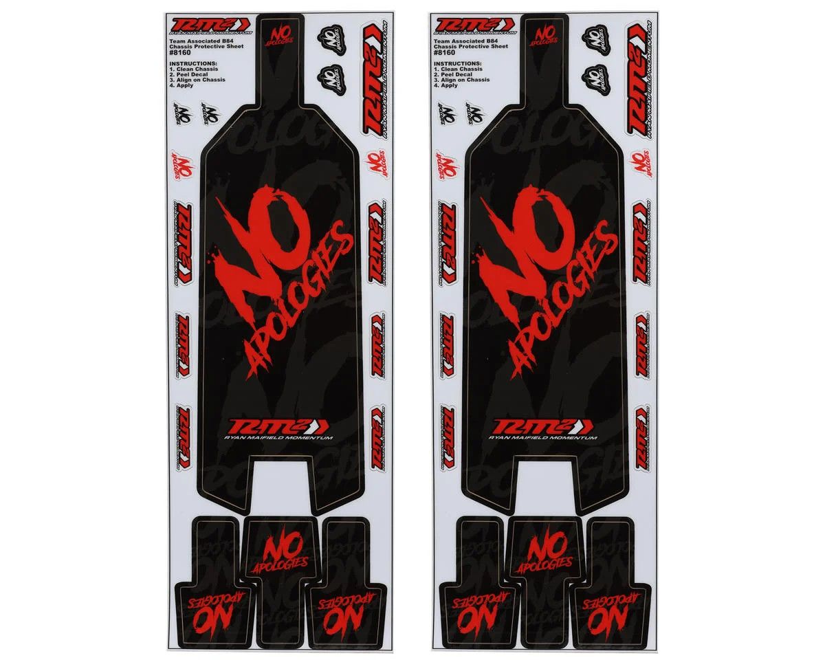 #8160  JConcepts RC10B84 RM2 "No Apologies" Precut Chassis Protective Sheets (2)