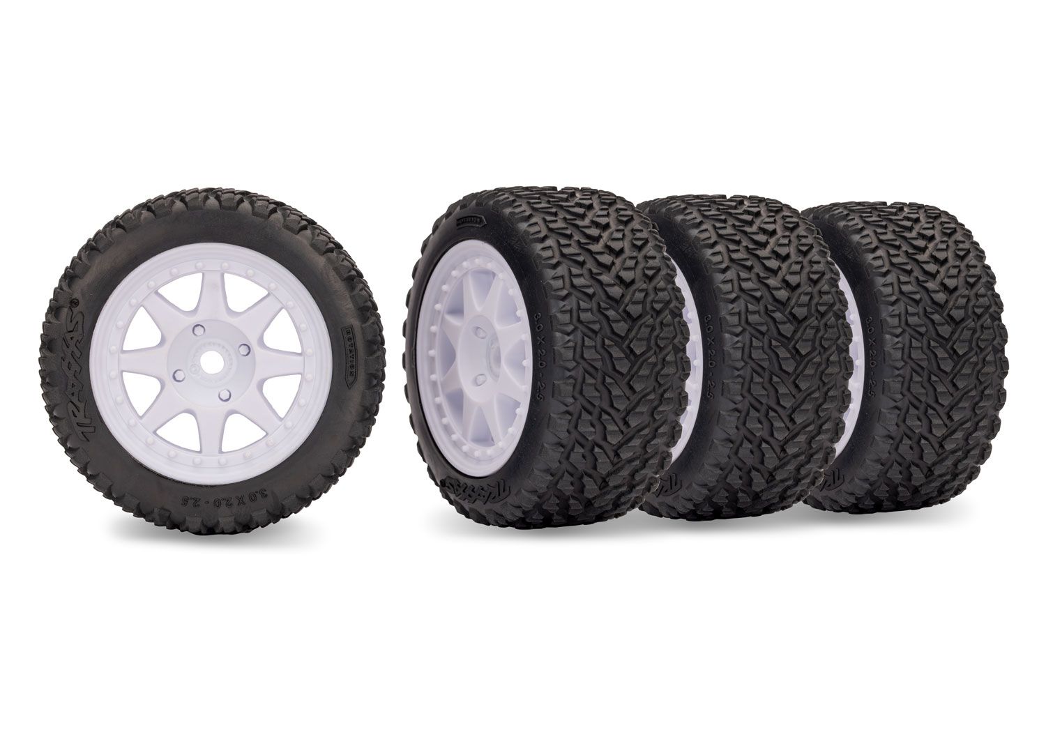 #10874 Traxxas White Mini Rally Wheels with Rally Tires (F&amp;R)