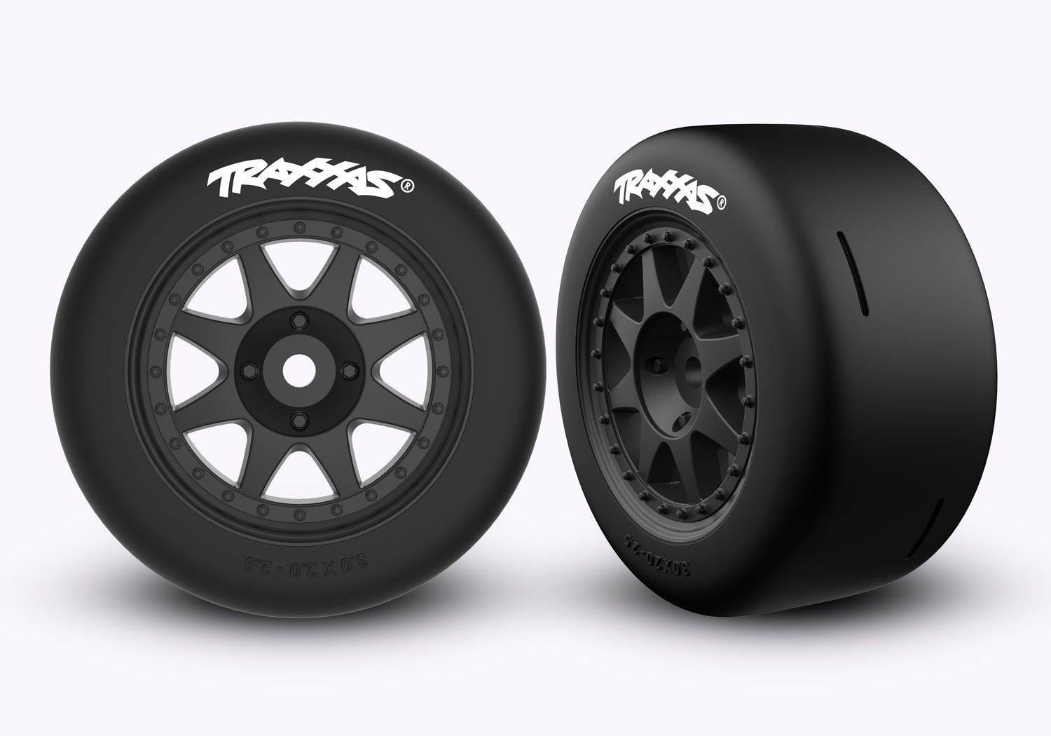#10875-BLK Traxxas Black Rear Mini Rally Wheels w/ Slick Tires (Soft) (2)