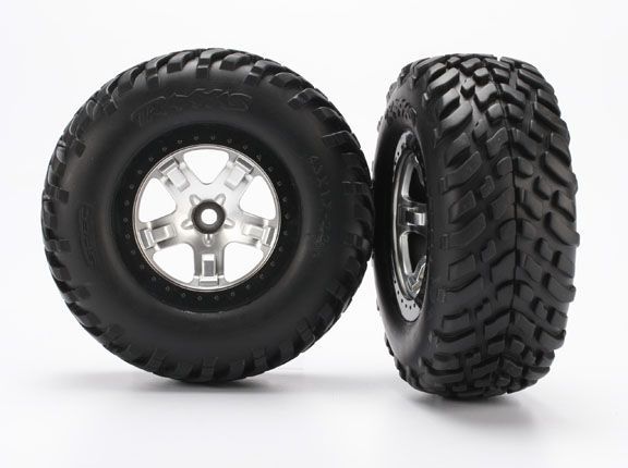 #5875X Traxxas  SCT Satin Chrome &amp; Black Wheels (2)