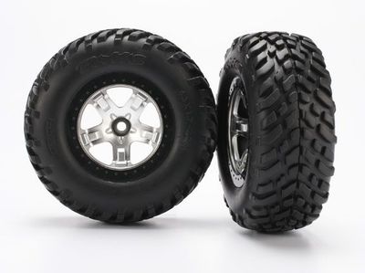 #5875X Traxxas  SCT Satin Chrome &amp; Black Wheels (2)