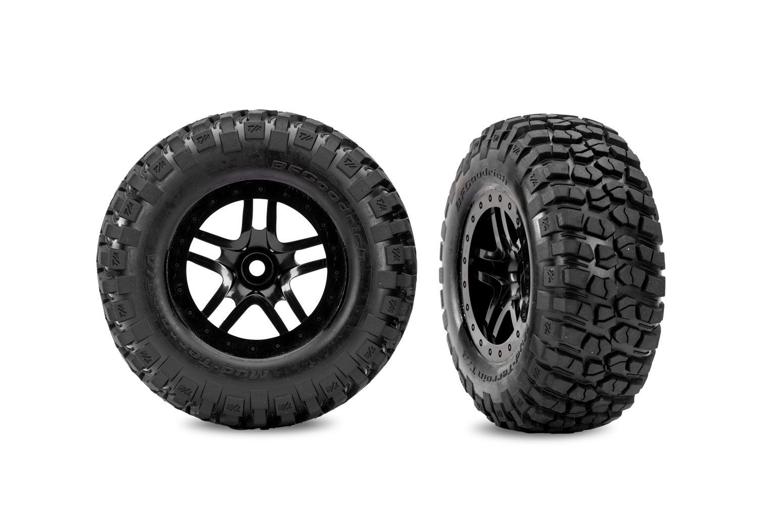 #5885-BLK  SCT Black Split-Spoke Wheels &amp; BFGoodrich Tires (2)