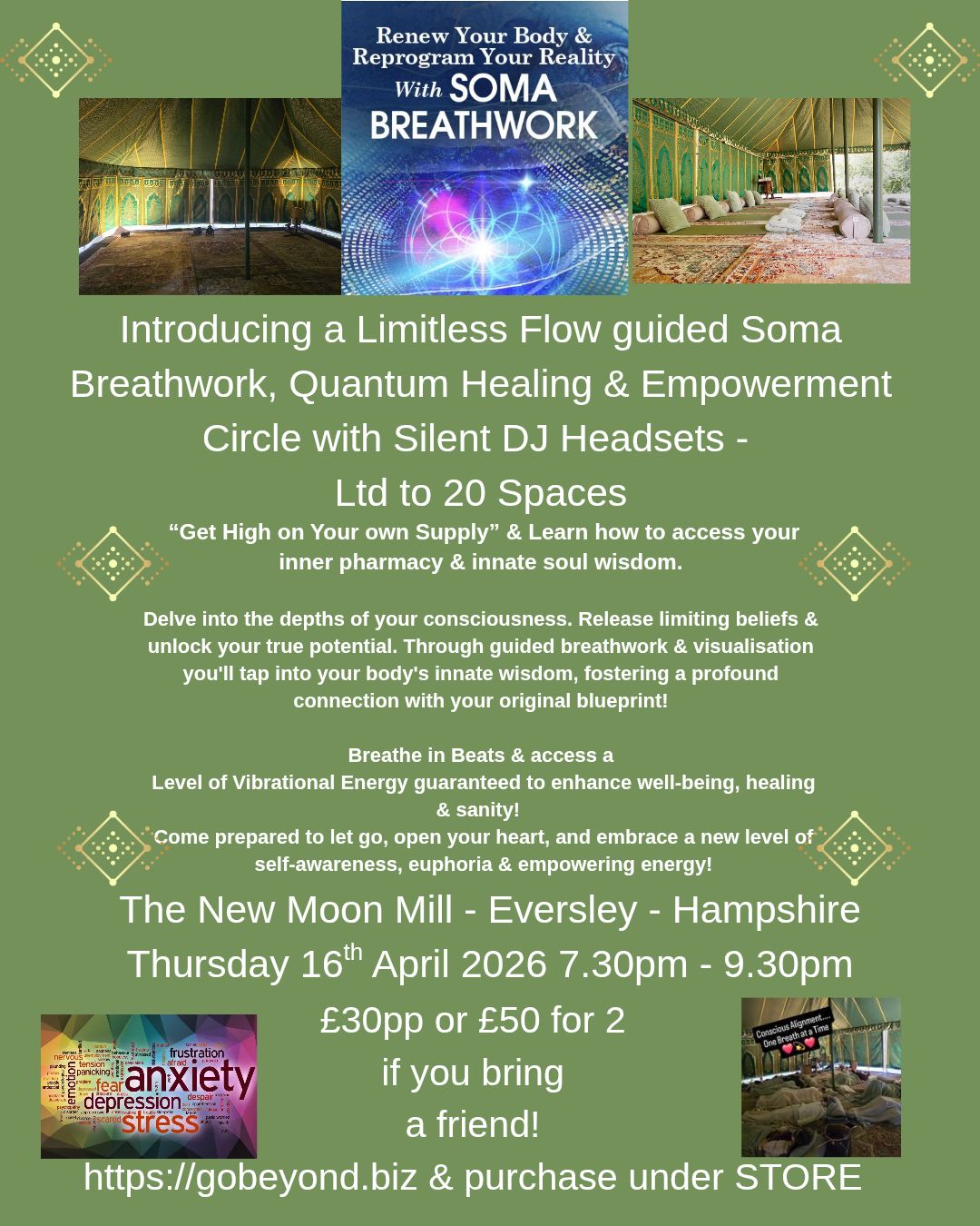 Soma Breathwork, Healing & Empowerment Session Thursday 16th April 730pm- 9.30pm 2Hr  (1 Person ticket)