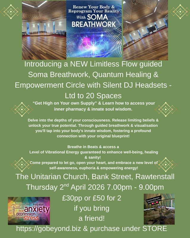 Soma Breathwork, Healing & Empowerment Session Thursday 2nd April 7.00pm- 9pm 2Hr (1 Person ticket) Soma Breathwork, Healing & Empowerment Session Thursday 2nd April 7.00pm- 9pm 2Hr (1 Person ticket)