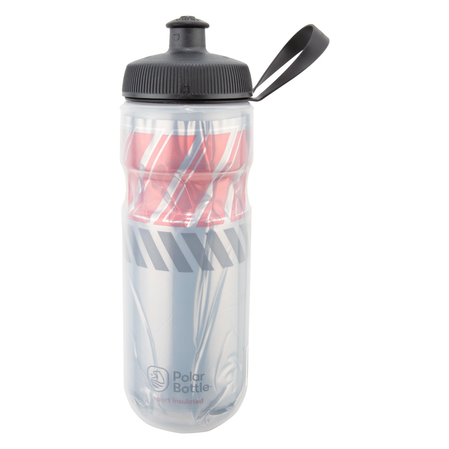 Polar Bottle, Sport Insulated 20oz, Water Bottle, 591ml / 20oz, Silver/Racing Red
