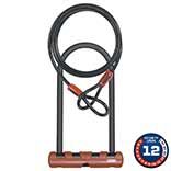 Abus, Ultimate 420 + Cable, U-Lock, Key, 14mm, 16.0cm x 23.0cm, 6.3&quot; x 9&quot;, USH, Red; Cable; 10mm, 120cm, 4
