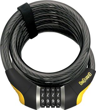 OnGuard Doberman Combo Cable Lock: 6&#39; x 15mm, Gray/Black/Yellow