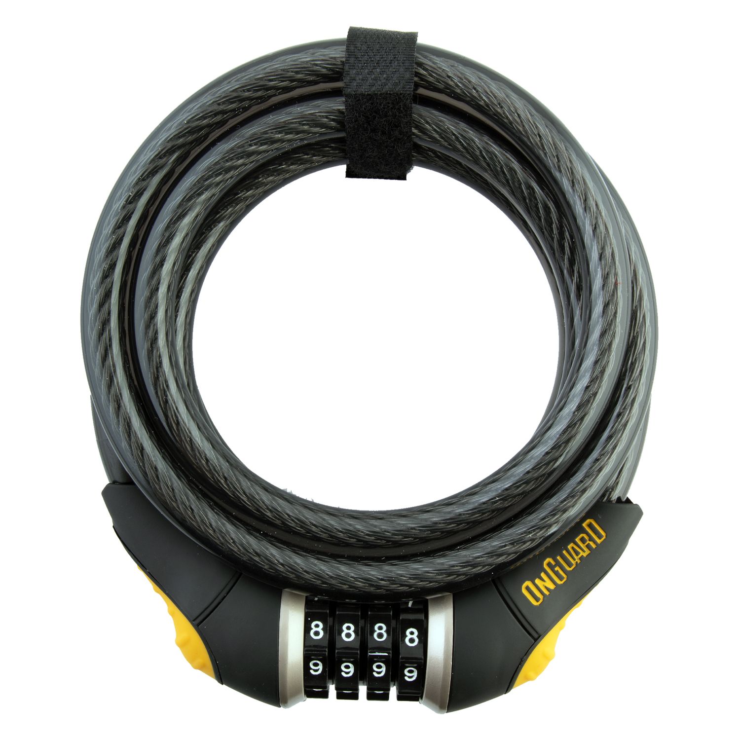 OnGuard Doberman Combo Cable Lock: 6&#39; x 12mm, Gray/Black/Yellow