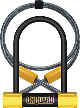 OnGuard BullDog Series U-Lock - 3.5 x 5.5&quot;, Keyed, Black/Yellow, Includes 4&#39; cable and bracket