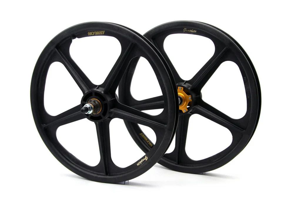 Skyway Graphite Tuff Wheels - 20" Freestyle set w/ 14mm Rear Axle - 9t Driver