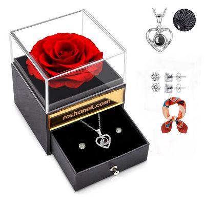 Rosa preservada y accesorios