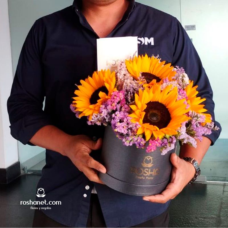 girasoles en caja