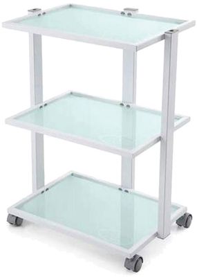 WHITE 3 GLASS SHELF TROLLY - ESTHETIC CART