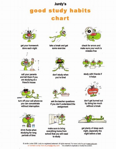 Jurdy&#39;s good study habits chart