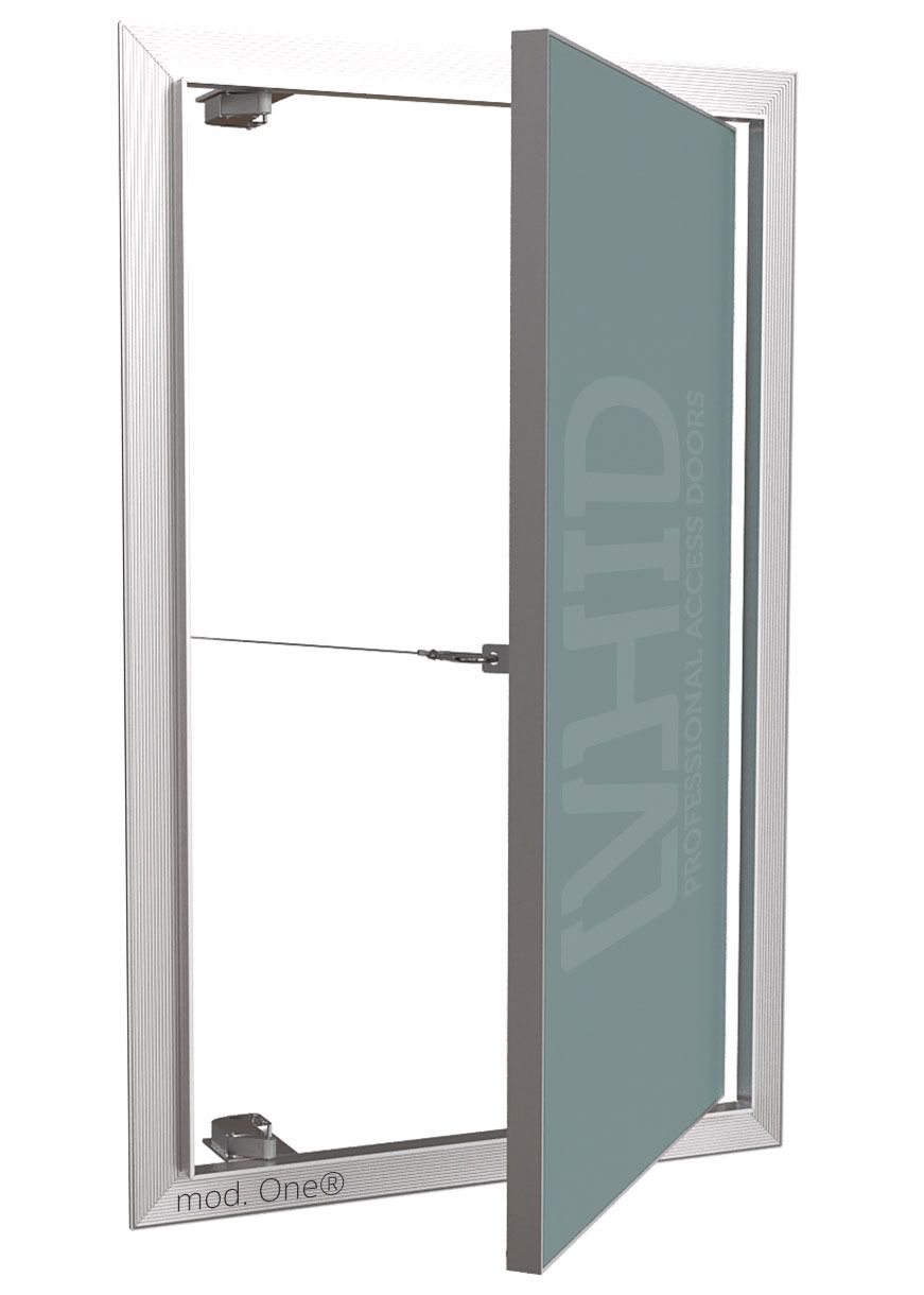 Hidden access door for painting and fastening to drywall 12,5 mm thick, mod. ONE. Push to Open, Overall height without mounting wings H, mm: 200, Overall width without mounting wings W, mm: 200