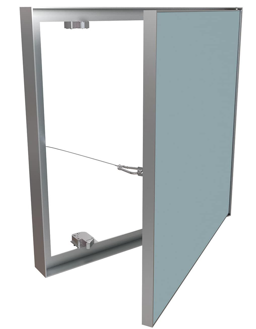 Access door for painting, hidden for fastening to double plasterboard (2x12.5 mm) or to a metal profile or wall. mod. Toruc. Push to Open