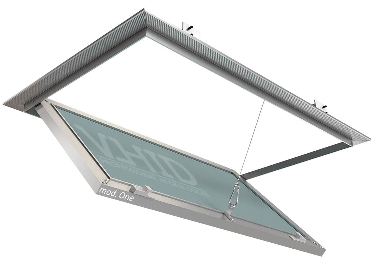 Hidden access door in ceiling for painting and fastening to plasterboard 12,5 mm thick, mod. One