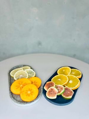 Beton Platte im glatten Design | oval-rechteckig - 23cm