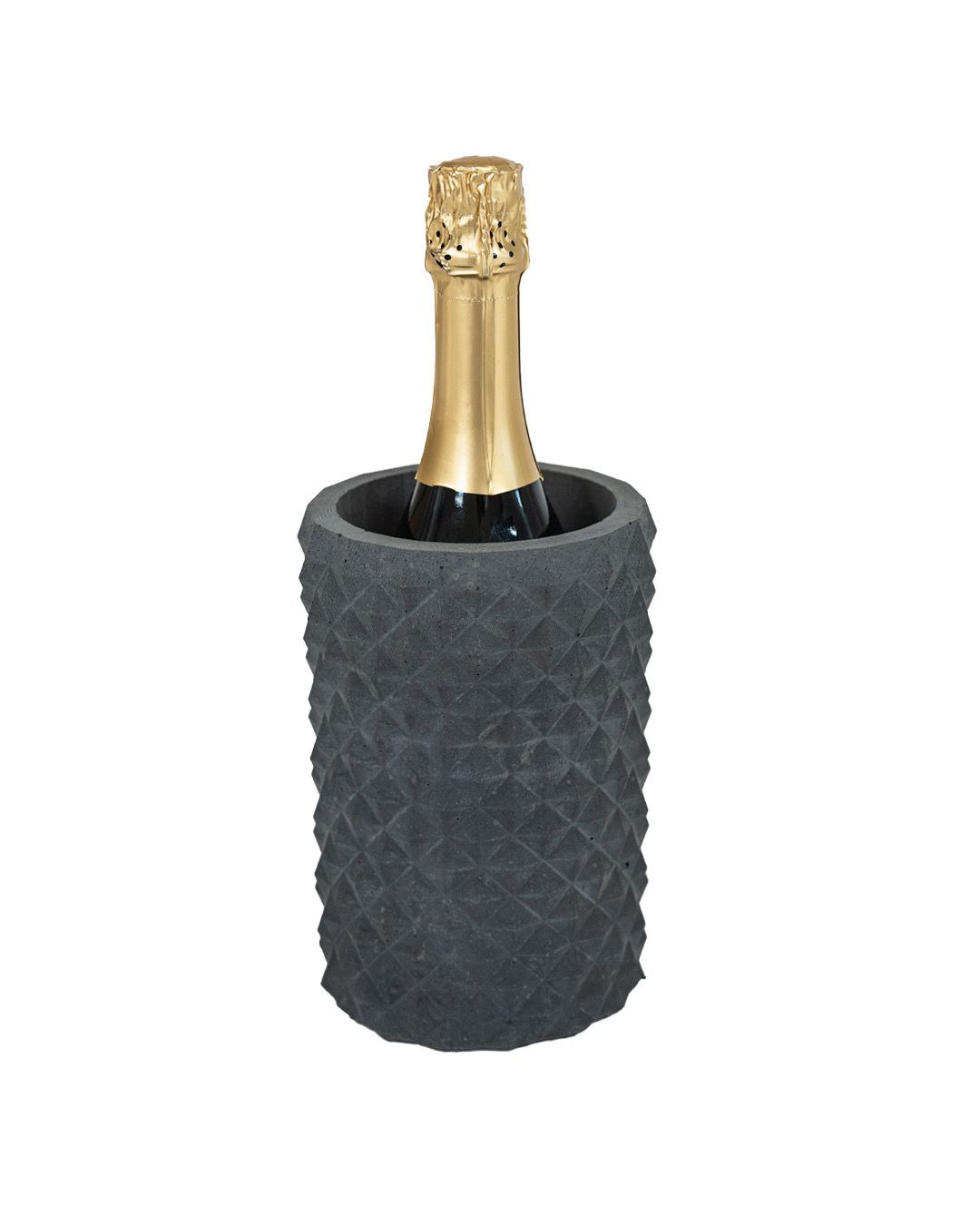 Beton Weinkühler im Rauten-Design Dunkel 12.5cm