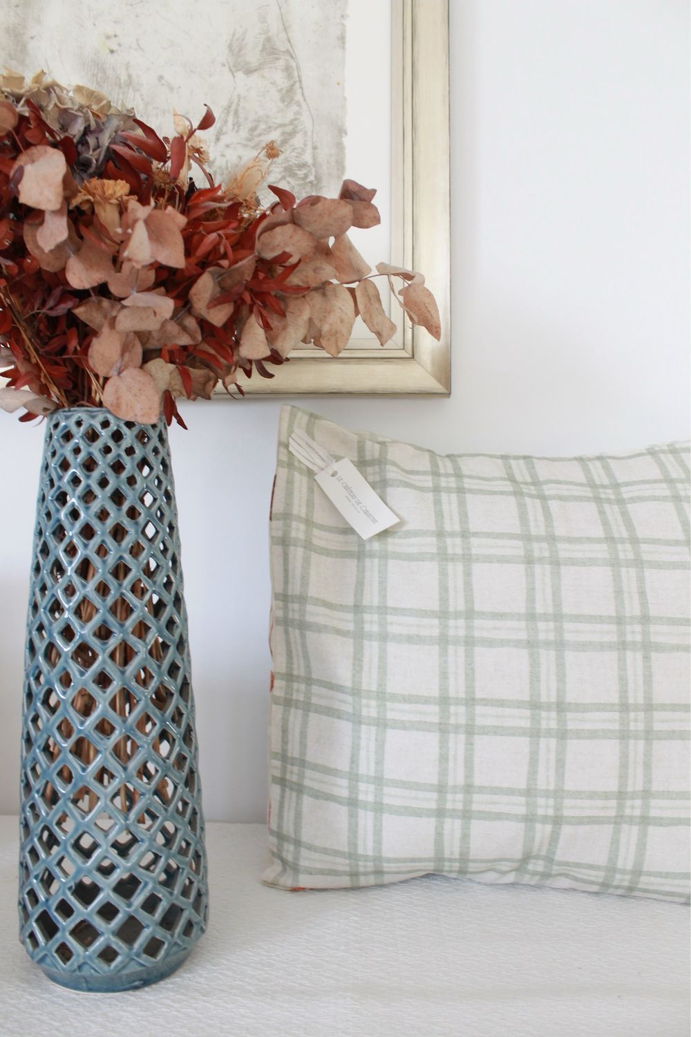 Cojín cuadrícula Verde