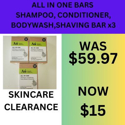 All in One Shampoo Conditioner Body Wash Shave Bar x3
