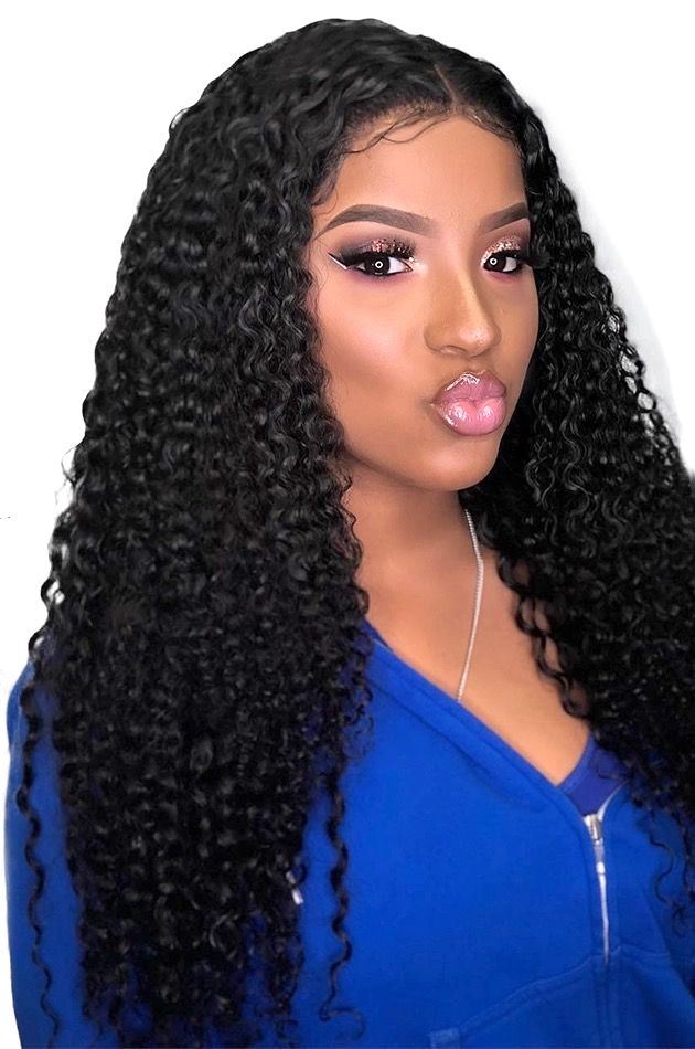 180% Density Full 4x4 Transparent Lace Front Kinky Curly Human Hair Wigs