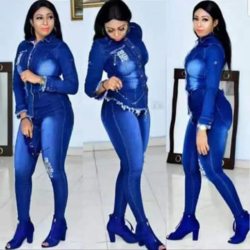 2 PIECES SET JEANS FOR WOMEN