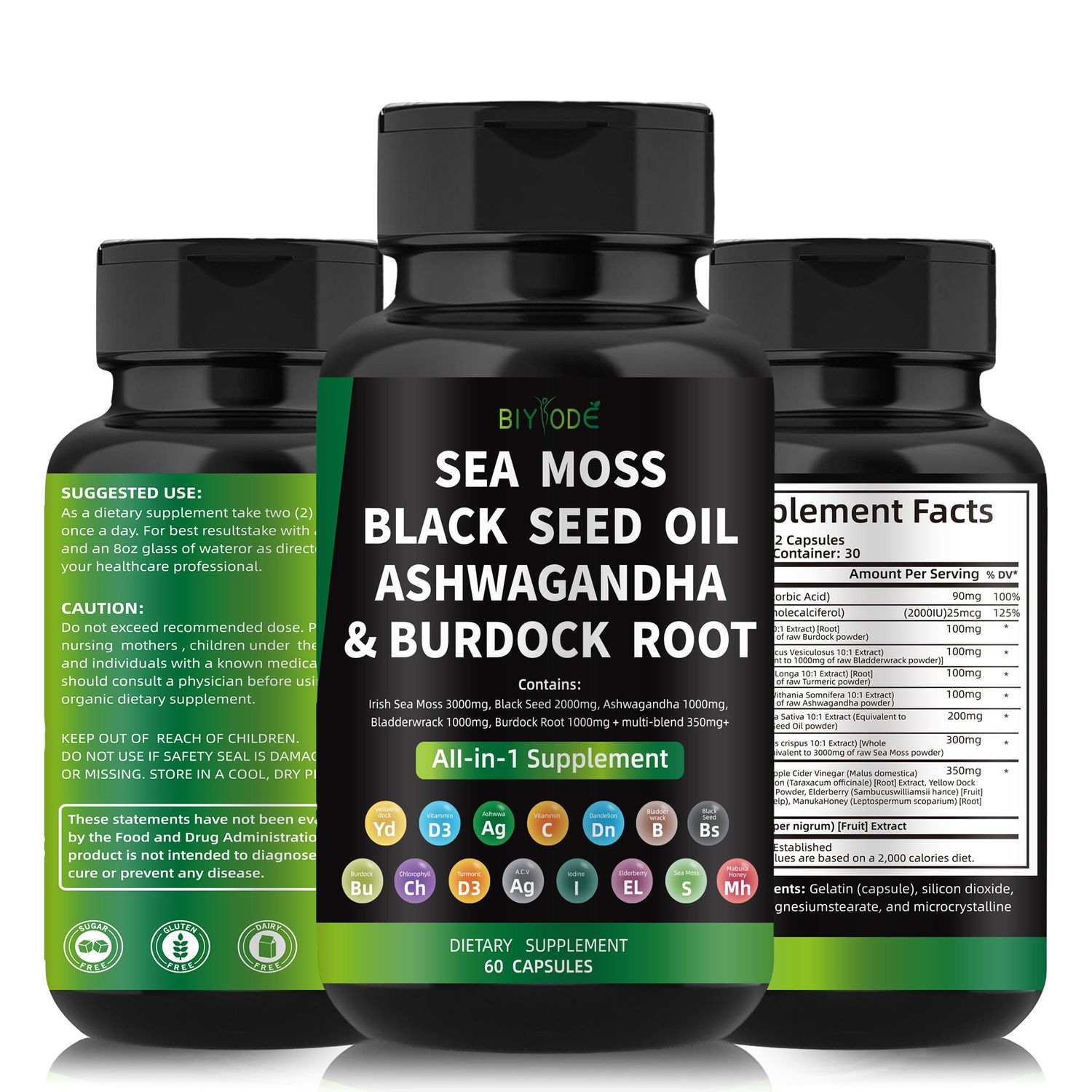 Seaweed Capsules In Stock GMP Factory Cross-border Supplier Sea Moss Capsules 60 Seaweed Capsules