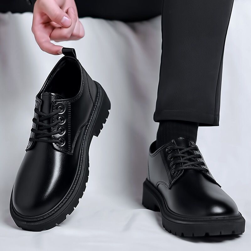 Work Shoes,Waterproof Black Leather Shoes