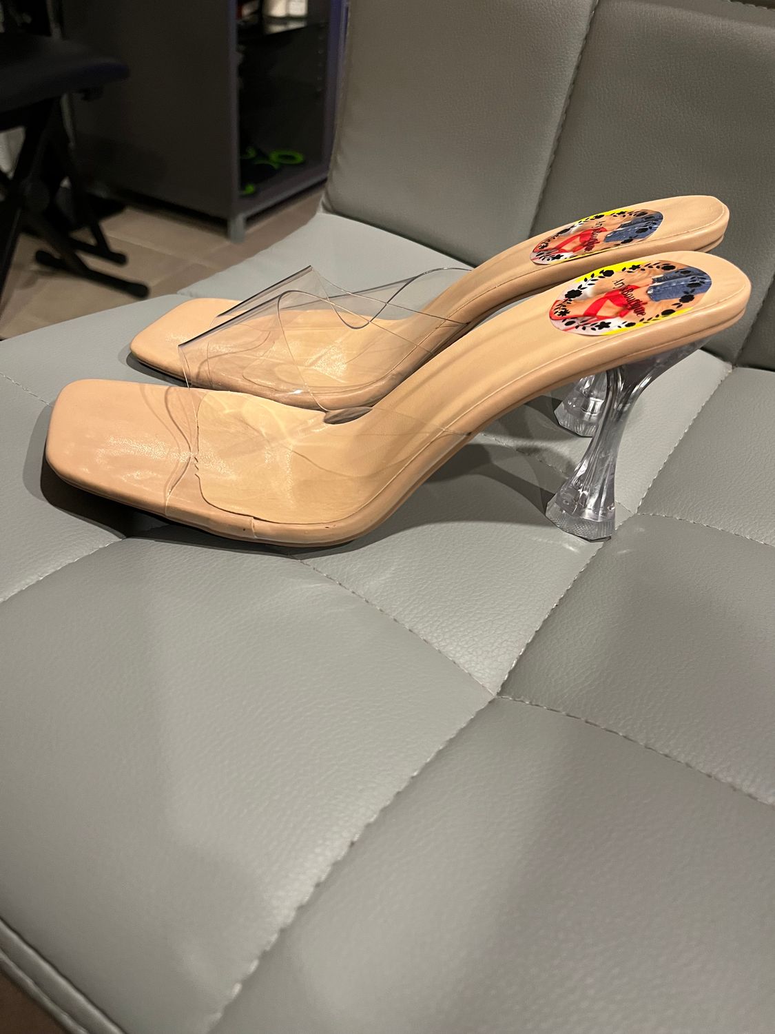 Clear and Tan high Heels