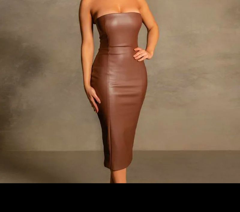 Leather Dress black and Brown