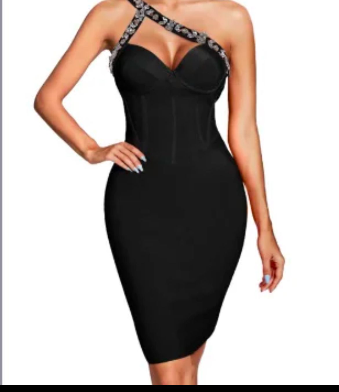 Black Dress Diamond Flowers