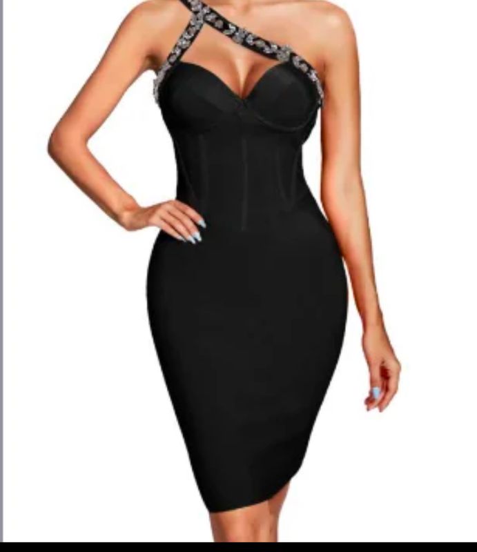 Black Dress Diamond Flowers