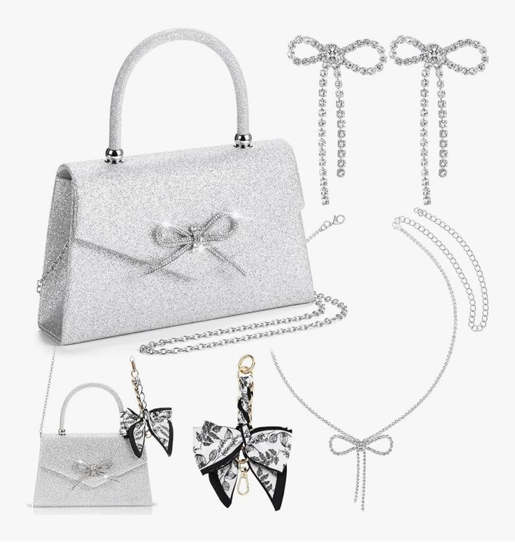 Bow Evening bag Sparkly Clutch Purse