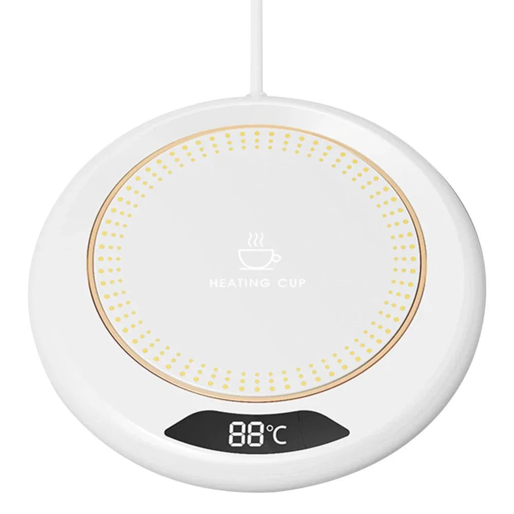 USB Smart Coffee Mug Warmer with Digital Display, Color: White