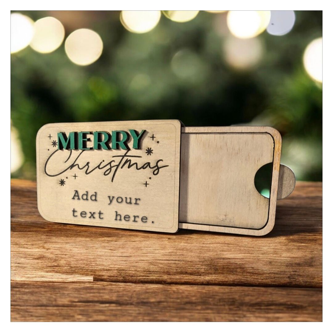 Christmas Gift Card Holder  - Green Writing.