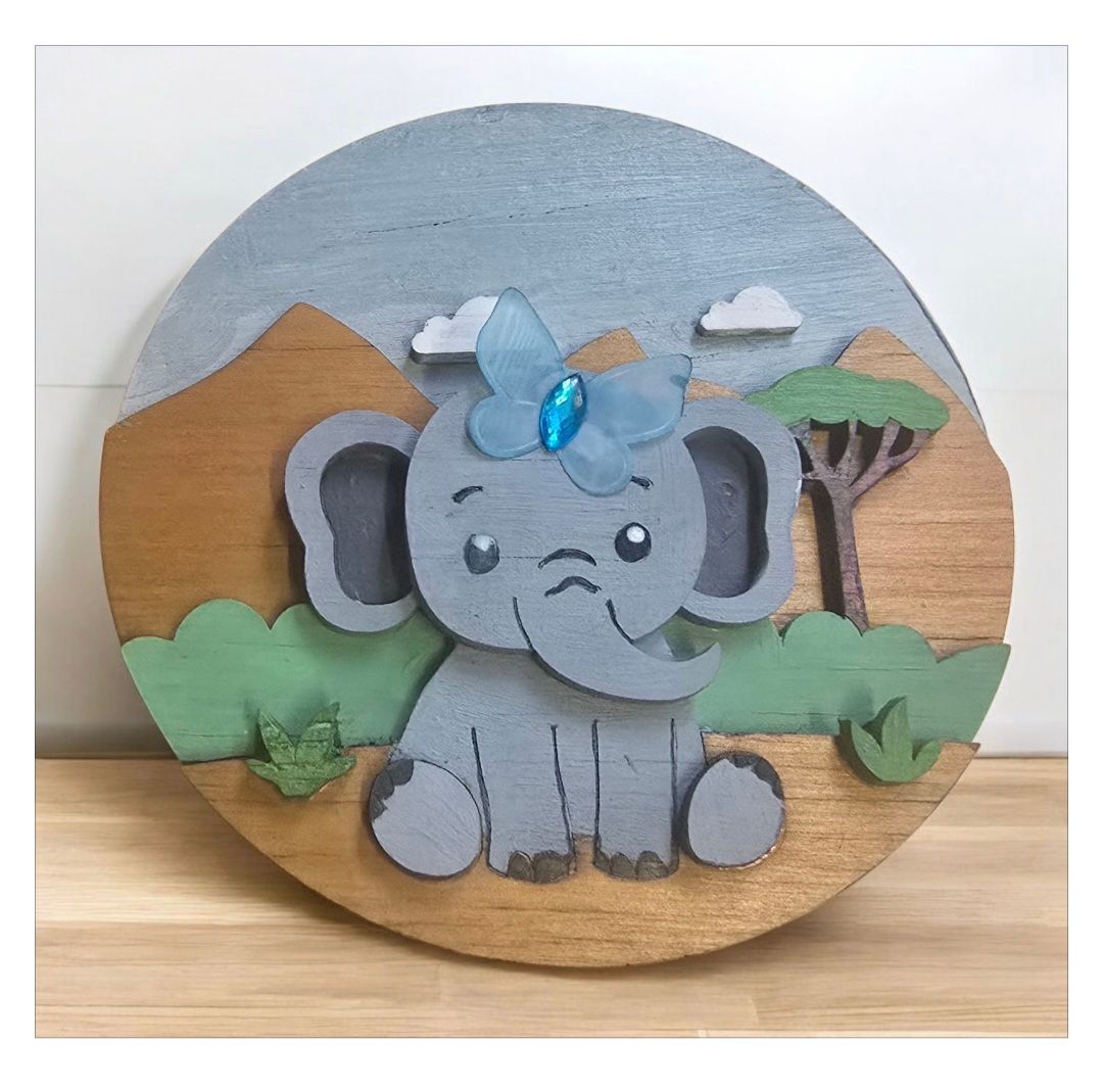 Safari Animals- Elephant with bow.