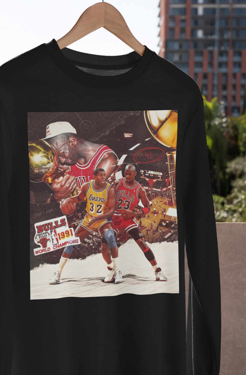 Chicago Bulls 1991 Championship Collage Long Sleeve Shirt