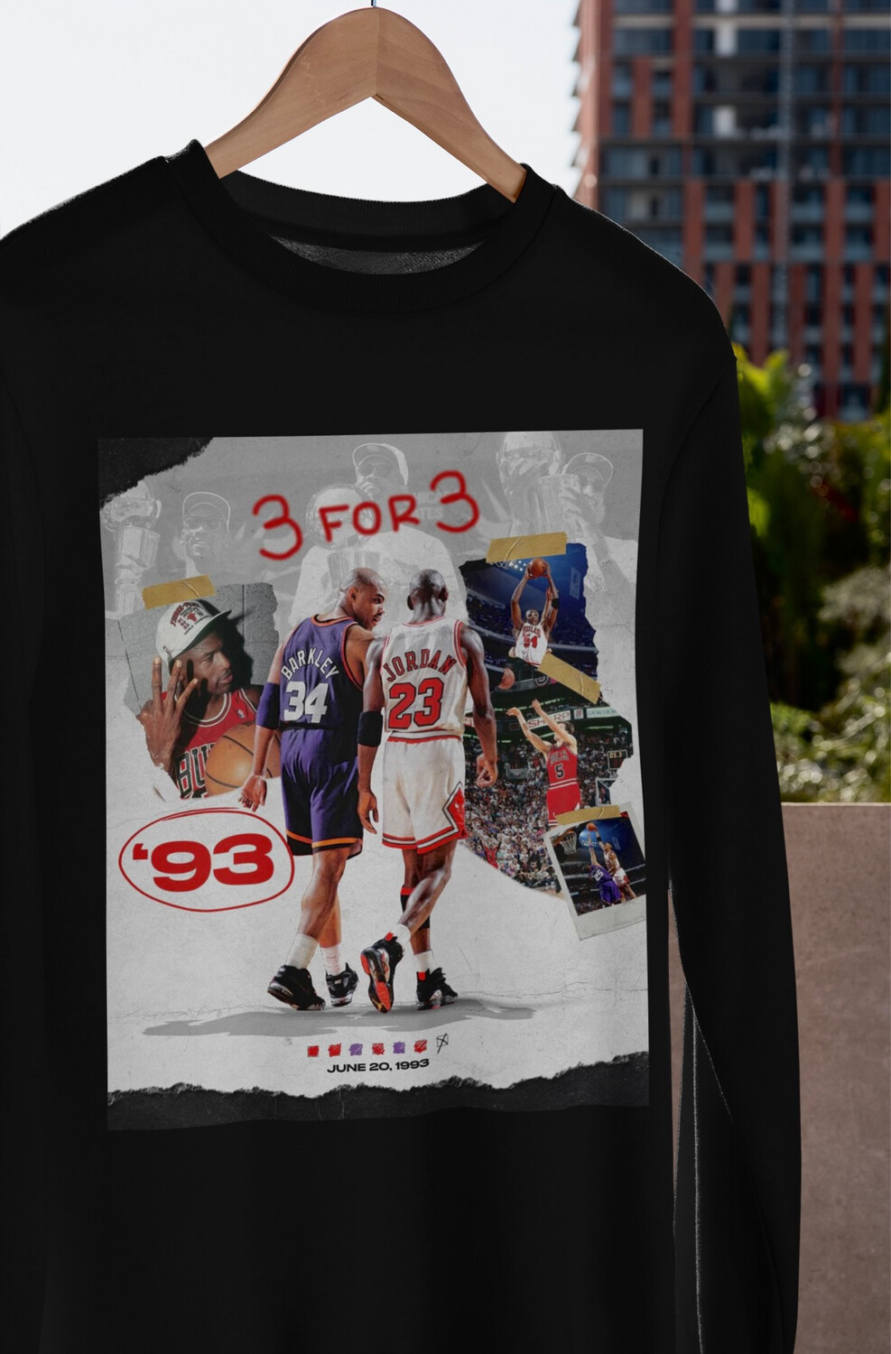 Chicago Bulls 1993 Championship Collage Long Sleeve Shirt
